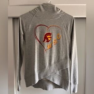 USC Girls Sweatshirt Large 14 Gray Long Sleeve Hooded Heart lightweight